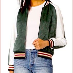 Cupcakes and Cashmere Quilted Satin Bomber Jacket